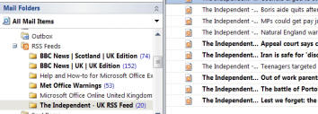 Screenshot of setting up an RSS feed